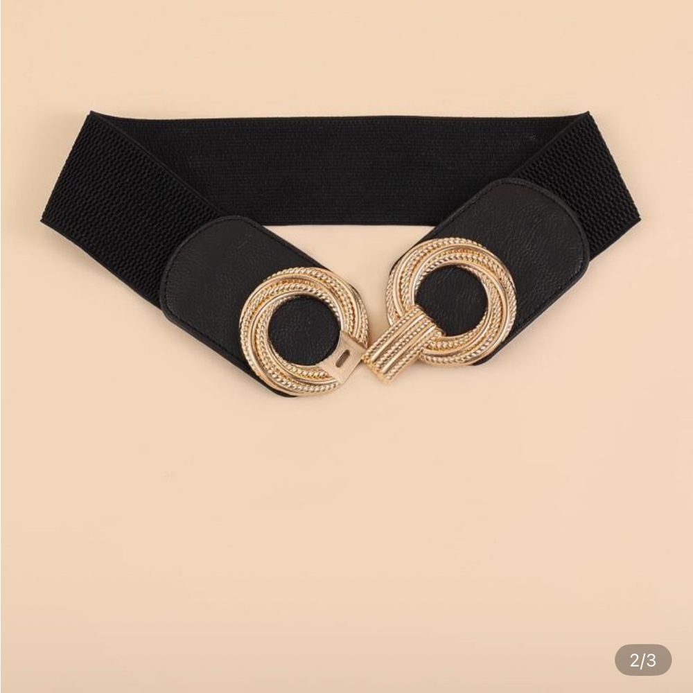 Zara Black Belt with Gold Interlocking Buckle - Picture 2 of 7